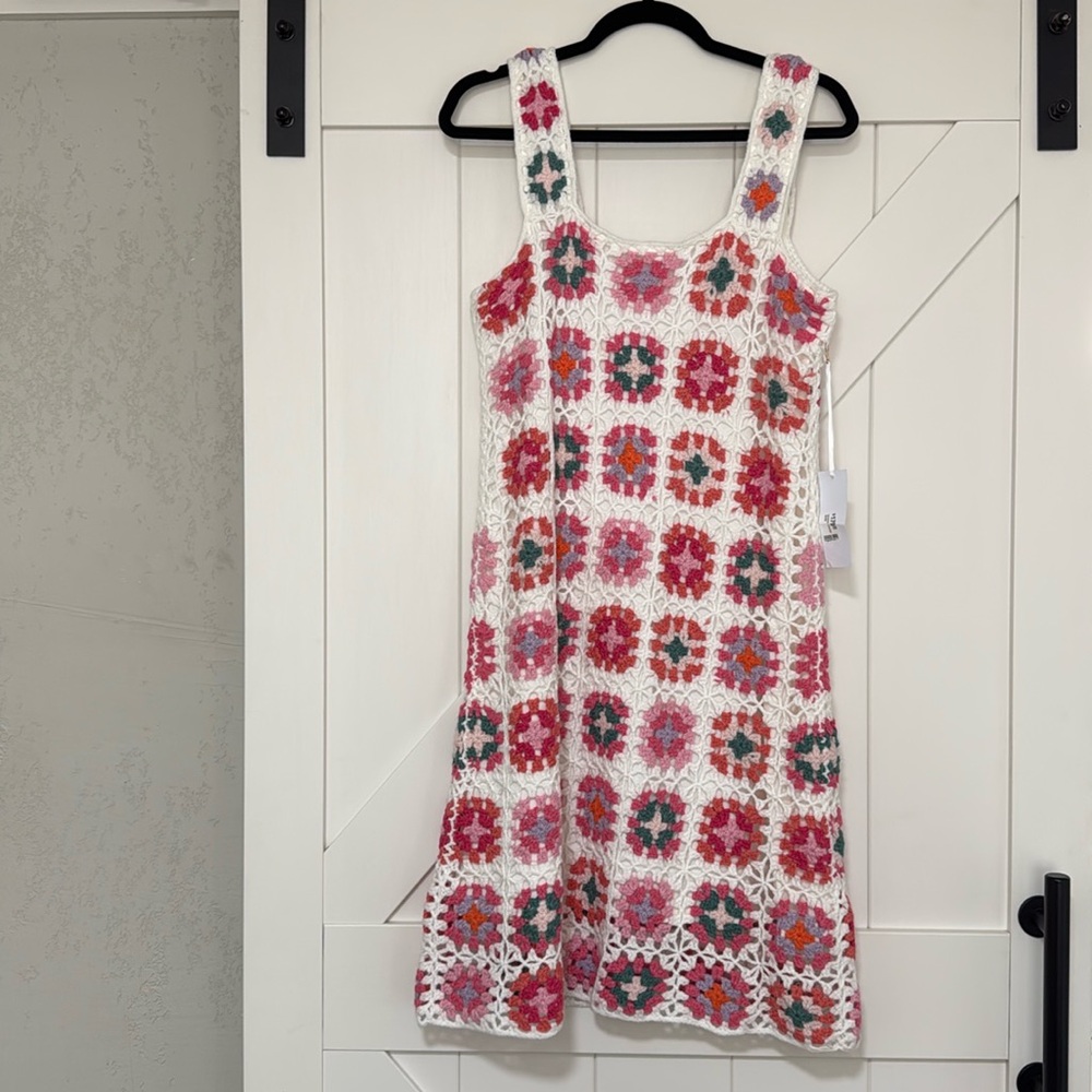 Crocheted Mini Floral Dress